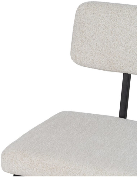 Chaise moderne bouclette en Tissu Blanc Bouclé Métal Noir Flavio (Lot de 4) - 5