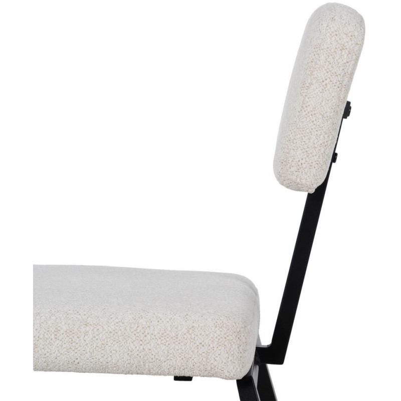 Chaise moderne bouclette en Tissu Blanc Bouclé Métal Noir Flavio (Lot de 4) - 7