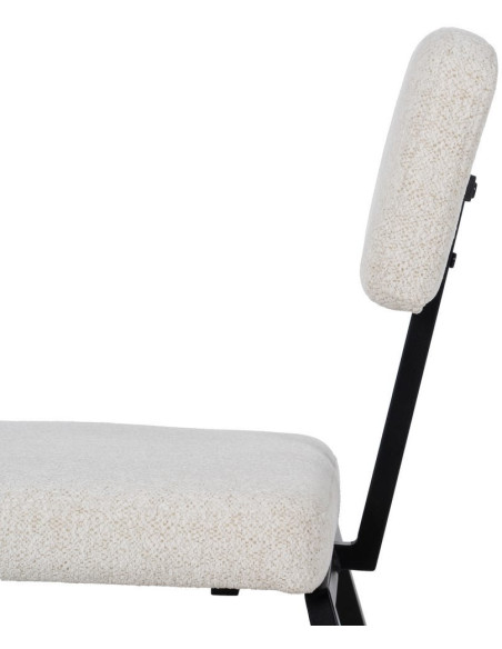 Chaise moderne bouclette en Tissu Blanc Bouclé Métal Noir Flavio (Lot de 4) - 7