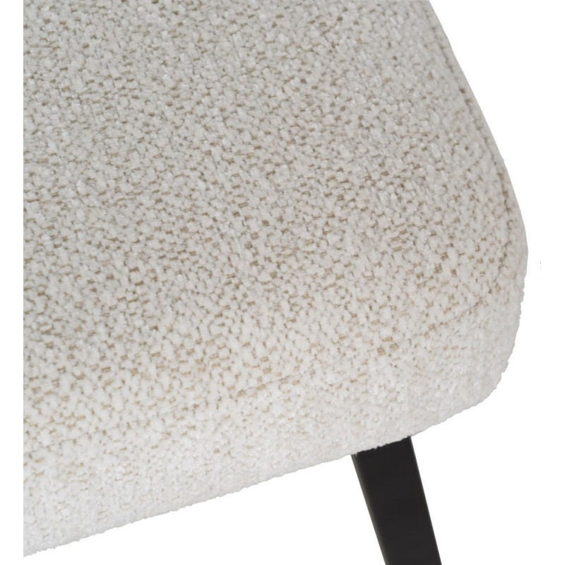 Chaise moderne bouclette en Tissu Blanc Bouclé Métal Noir Flavio (Lot de 4) - 8