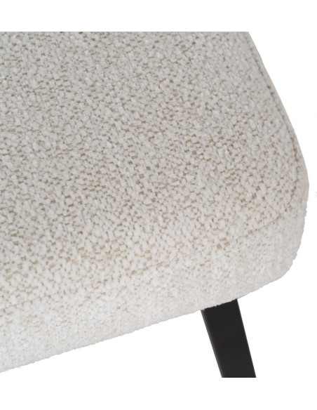 Chaise moderne bouclette en Tissu Blanc Bouclé Métal Noir Flavio (Lot de 4) - 8