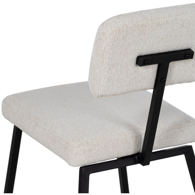 Chaise moderne bouclette en Tissu Blanc Bouclé Métal Noir Flavio (Lot de 4) - 9