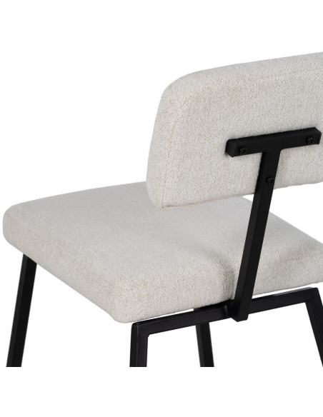 Chaise moderne bouclette en Tissu Blanc Bouclé Métal Noir Flavio (Lot de 4) - 9