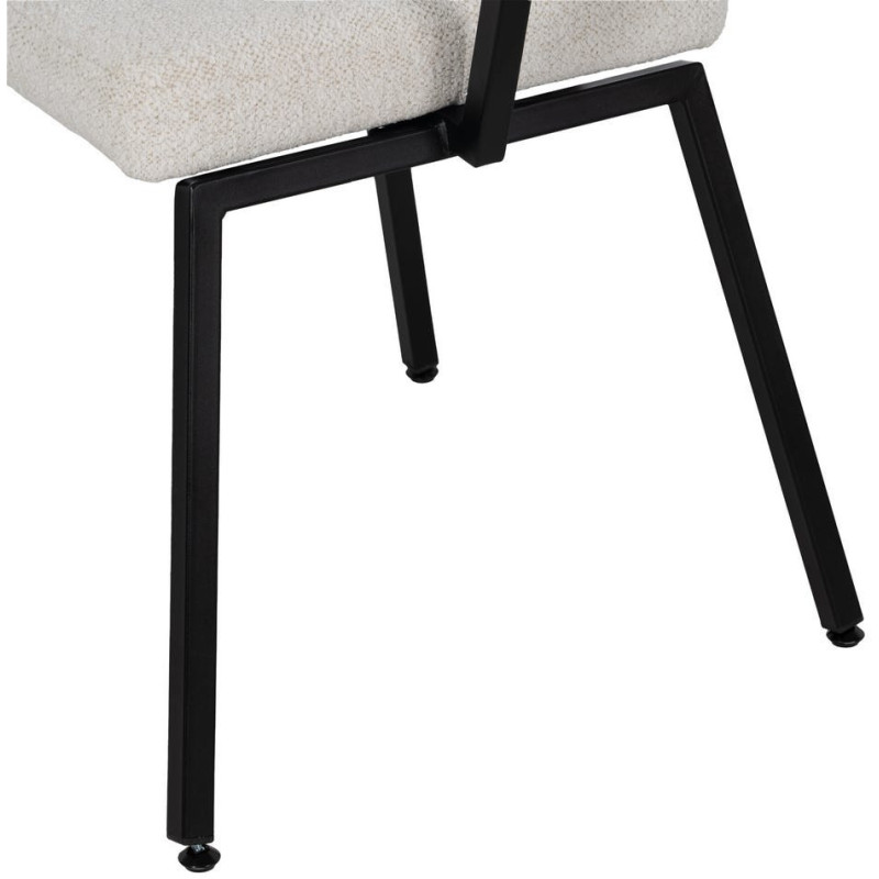 Chaise moderne bouclette en Tissu Blanc Bouclé Métal Noir Flavio (Lot de 4) - 10