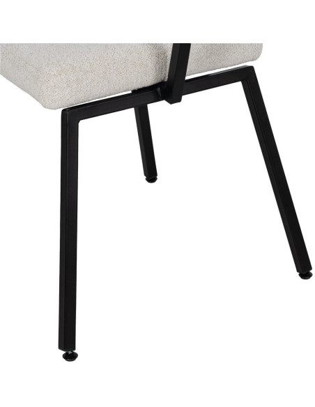 Chaise moderne bouclette en Tissu Blanc Bouclé Métal Noir Flavio (Lot de 4) - 10