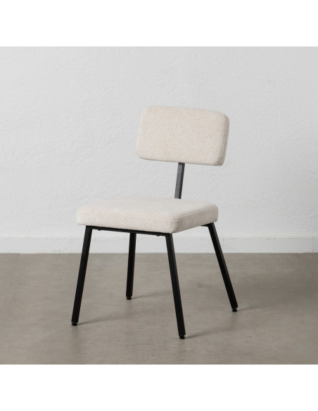 Chaise moderne bouclette en Tissu Blanc Bouclé Métal Noir Flavio (Lot de 4) - 13
