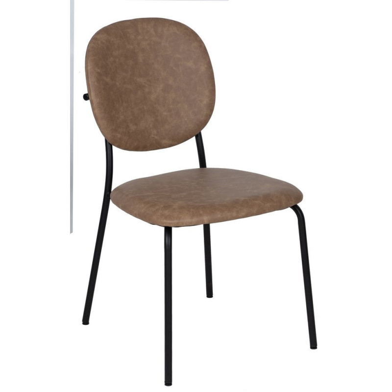 Chaise vintage chic en Polyuréthane Beige Métal Noir (Lot de 2) - 1