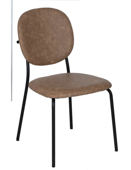 Chaise vintage chic en Polyuréthane Beige Métal Noir (Lot de 2) - 1