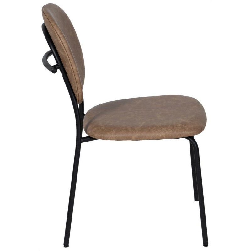 Chaise vintage chic en Polyuréthane Beige Métal Noir (Lot de 2) - 2