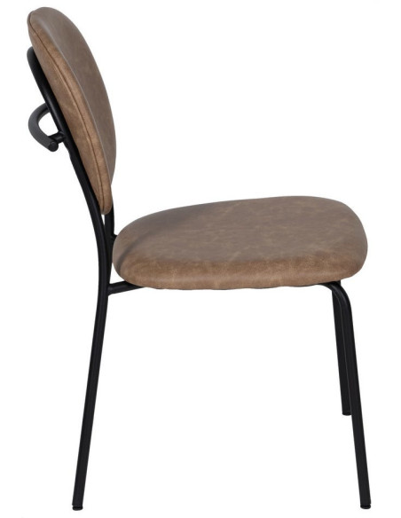 Chaise vintage chic en Polyuréthane Beige Métal Noir (Lot de 2) - 2