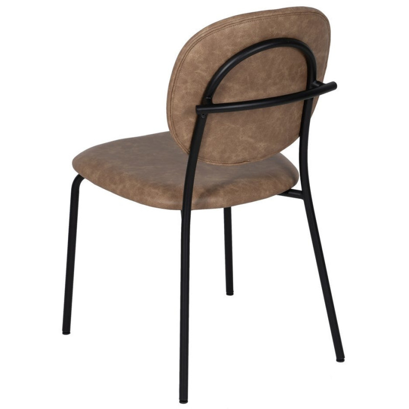 Chaise vintage chic en Polyuréthane Beige Métal Noir (Lot de 2) - 3