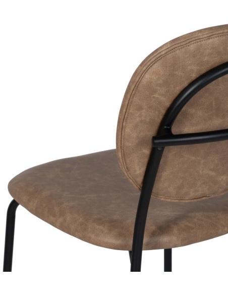 Chaise vintage chic en Polyuréthane Beige Métal Noir (Lot de 2) - 9