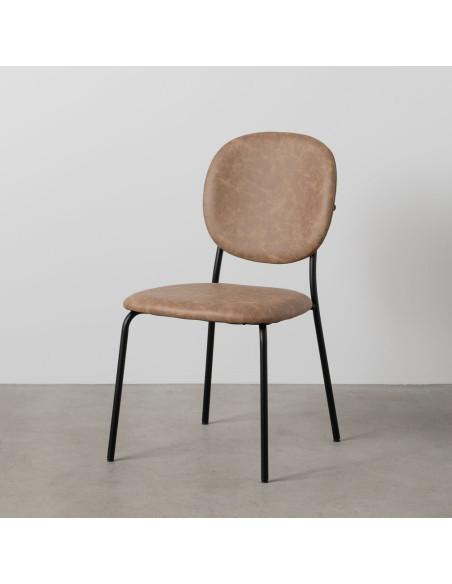 Chaise vintage chic en Polyuréthane Beige Métal Noir (Lot de 2) - 13