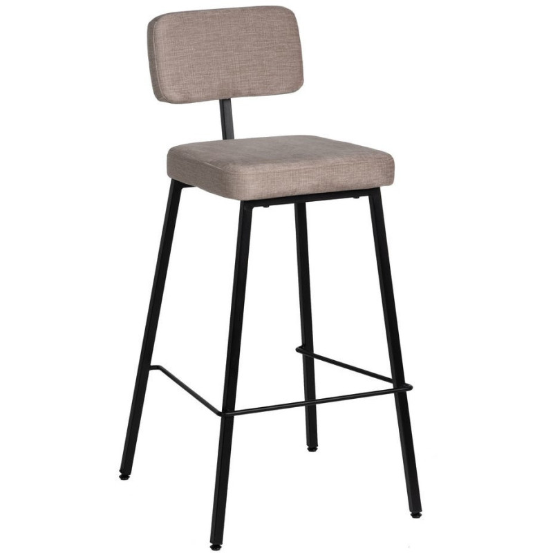 Tabouret de bar moderne en Tissu Beige Métal Noir Flavio (Lot de 4) - 1