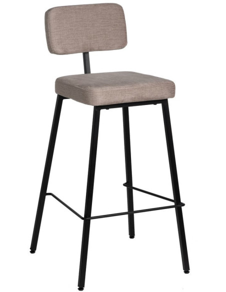 Tabouret de bar moderne en Tissu Beige Métal Noir Flavio (Lot de 4) - 1