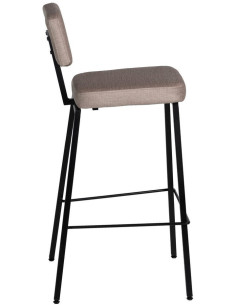 Tabouret de bar moderne en Tissu Beige Métal Noir Flavio (Lot de 4) - 2