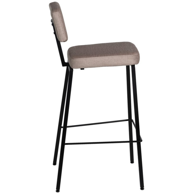 Tabouret de bar moderne en Tissu Beige Métal Noir Flavio (Lot de 4) - 2