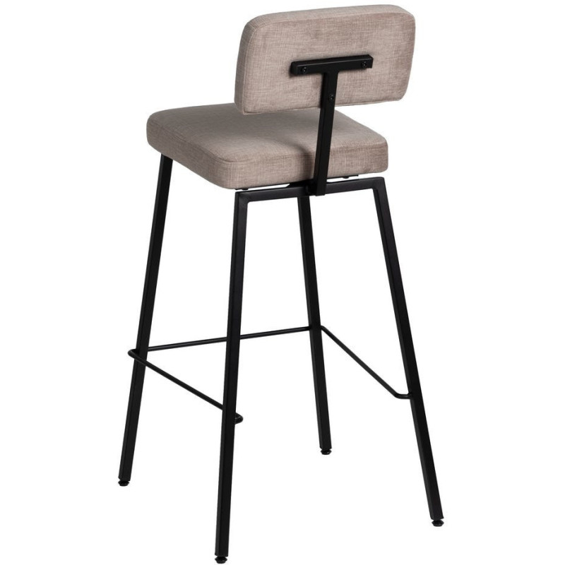 Tabouret de bar moderne en Tissu Beige Métal Noir Flavio (Lot de 4) - 3