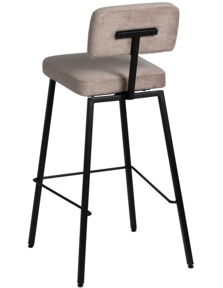 Tabouret de bar moderne en Tissu Beige Métal Noir Flavio (Lot de 4) - 3