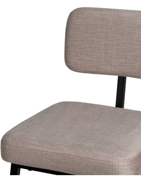 Tabouret de bar moderne en Tissu Beige Métal Noir Flavio (Lot de 4) - 5