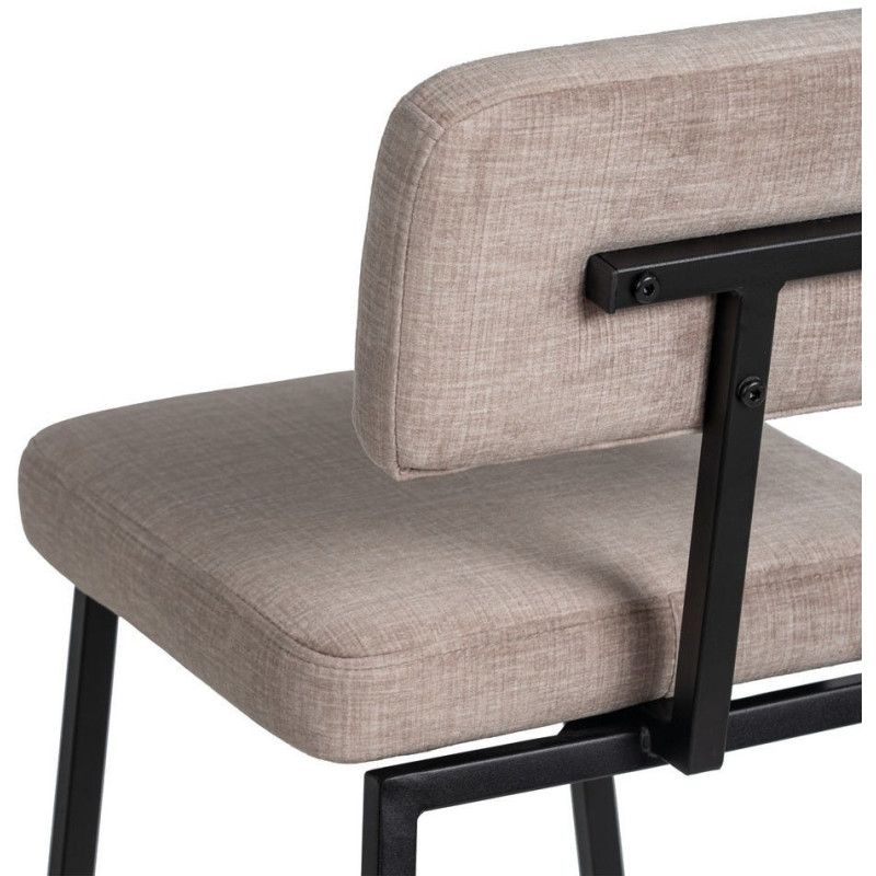 Tabouret de bar moderne en Tissu Beige Métal Noir Flavio (Lot de 4) - 9