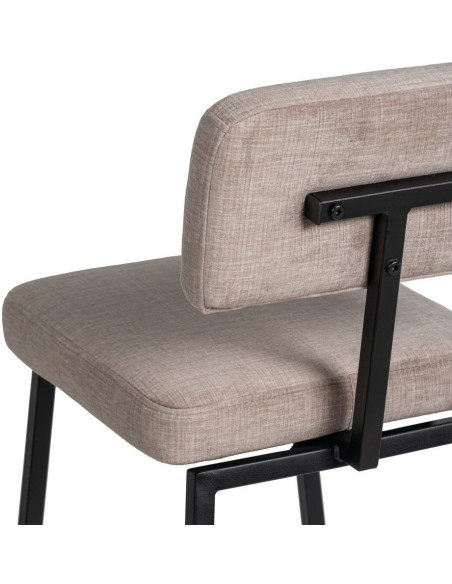 Tabouret de bar moderne en Tissu Beige Métal Noir Flavio (Lot de 4) - 9