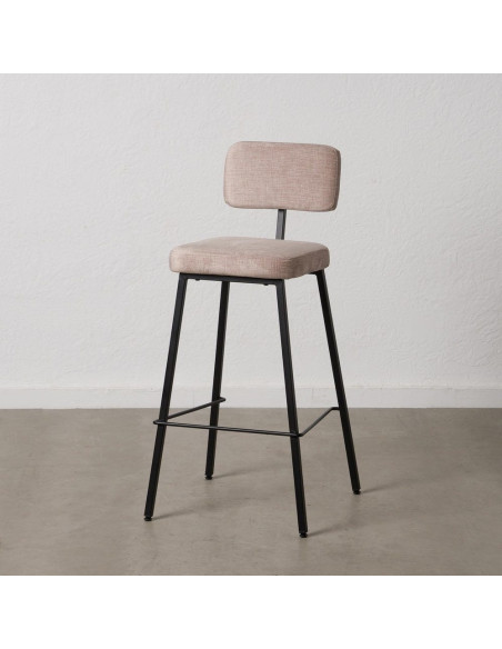 Tabouret de bar moderne en Tissu Beige Métal Noir Flavio (Lot de 4) - 12