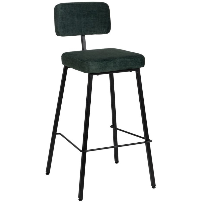 Tabouret de bar moderne en Tissu Vert Métal Noir Flavio (Lot de 4) - 1