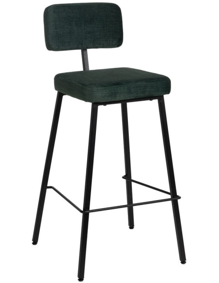 Tabouret de bar moderne en Tissu Vert Métal Noir Flavio (Lot de 4) - 1