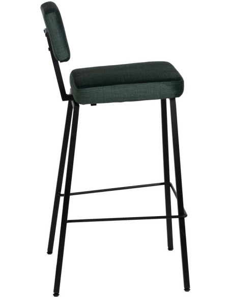 Tabouret de bar moderne en Tissu Vert Métal Noir Flavio (Lot de 4) - 2