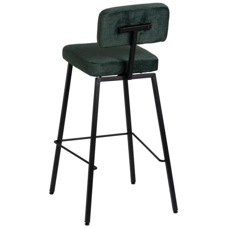Tabouret de bar moderne en Tissu Vert Métal Noir Flavio (Lot de 4) - 3