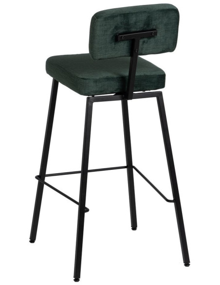 Tabouret de bar moderne en Tissu Vert Métal Noir Flavio (Lot de 4) - 3