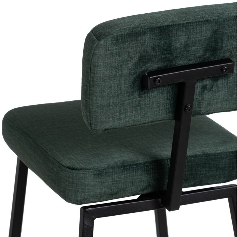 Tabouret de bar moderne en Tissu Vert Métal Noir Flavio (Lot de 4) - 9