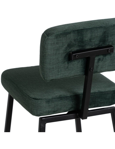 Tabouret de bar moderne en Tissu Vert Métal Noir Flavio (Lot de 4) - 9
