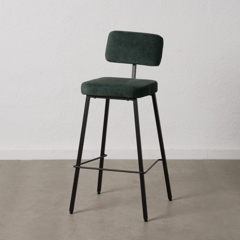 Tabouret de bar moderne en Tissu Vert Métal Noir Flavio (Lot de 4) - 12