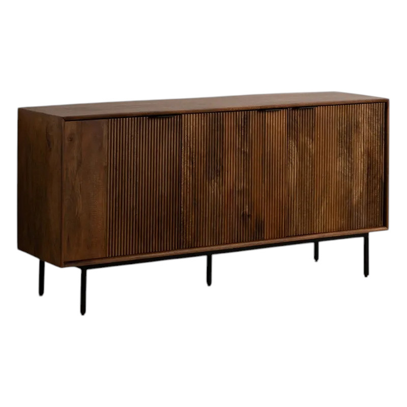 Buffet enfilade moderne 3 portes en Bois de manguier Marron Métal Noir Talaia - 1