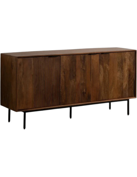 Buffet enfilade moderne 3 portes en Bois de manguier Marron Métal Noir Talaia - 1