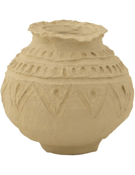 Vase Boule Hauteur 15 cm en Papier mâché Beige Chayma - 1