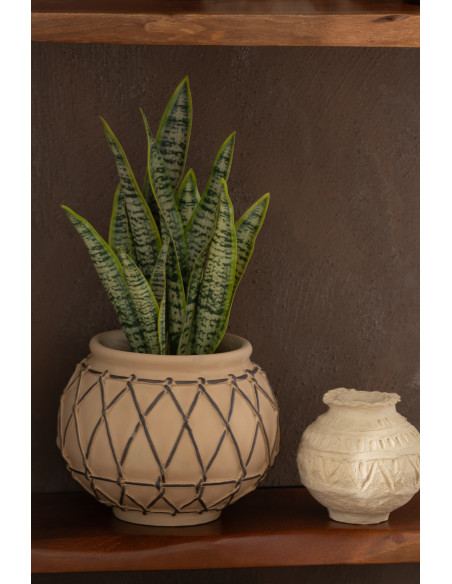 Vase Boule Hauteur 15 cm en Papier mâché Beige Chayma - 2