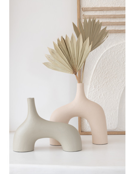 Vase Abstrait Jambes Hauteur 30 cm en Métal Beige Peroli - 2