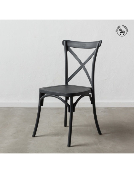 Chaise bistrot moderne en Polypropylène Gris foncé Yania (Lot de 4) - 9