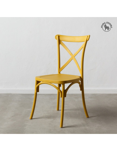 Chaise bistrot moderne en Polypropylène Jaune Yania (Lot de 4) - 9