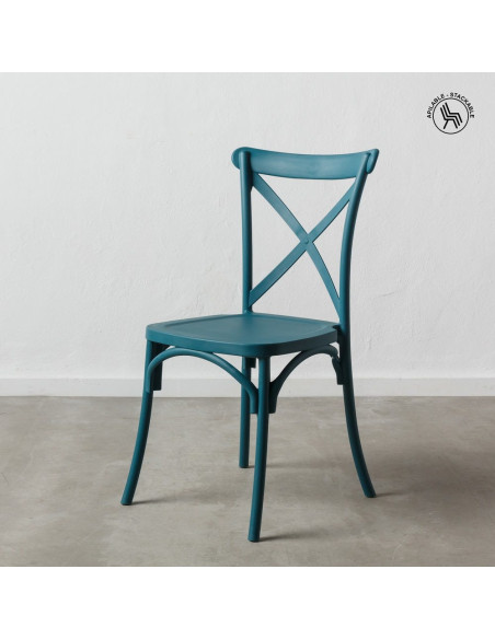 Chaise bistrot moderne en Polypropylène Bleu Yania (Lot de 4) - 9