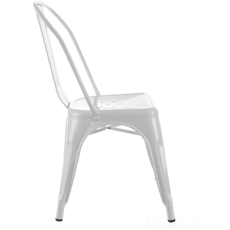 Chaise moderne industrielle en Métal Blanc Dallas (Lot de 4) - 3