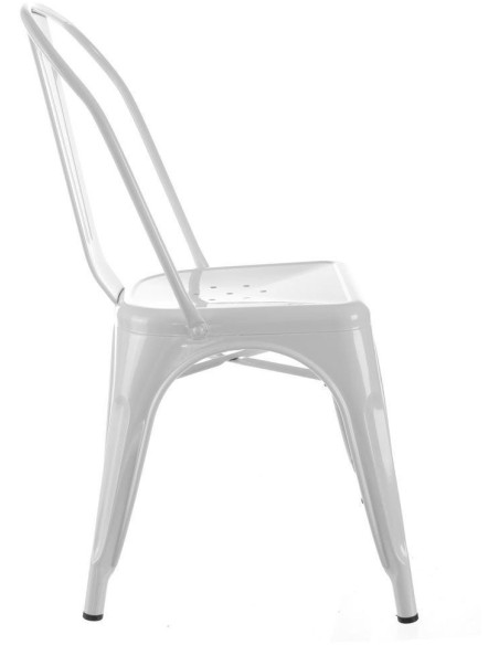 Chaise moderne industrielle en Métal Blanc Dallas (Lot de 4) - 3