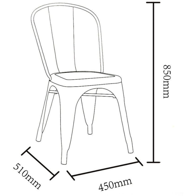 Chaise moderne industrielle en Métal Blanc Dallas (Lot de 4) - 6