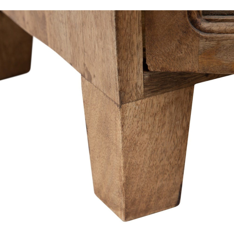 Grand Buffet Enfilade moderne Bas 4 portes en Bois de manguier Naturel Verre Transparent Saimon - 9