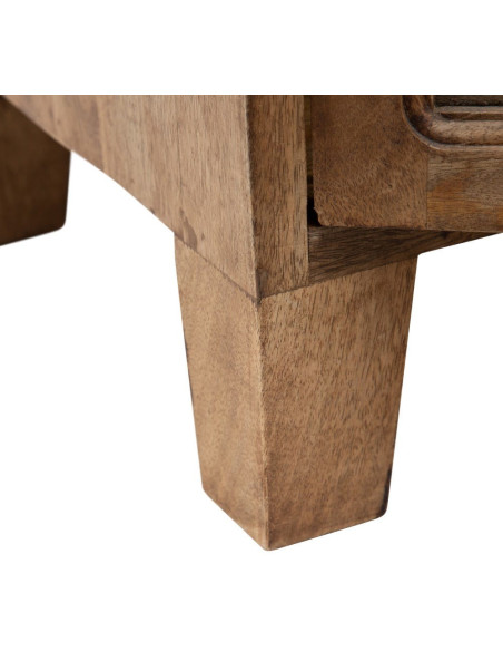 Grand Buffet Enfilade moderne Bas 4 portes en Bois de manguier Naturel Verre Transparent Saimon - 9