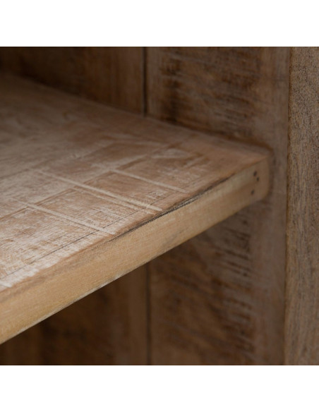 Grand Buffet Enfilade moderne Bas 4 portes en Bois de manguier Naturel Blanchi Verre Transparent Saimon - 7