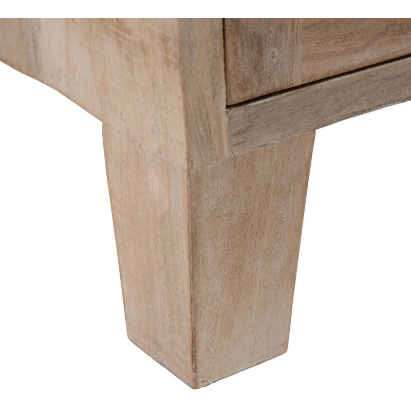 Grand Buffet Enfilade moderne Bas 4 portes en Bois de manguier Naturel Blanchi Verre Transparent Saimon - 9